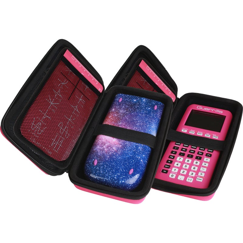 Guerrilla Hard Travel Case for TI-83 Plus, TI-84 Plus, TI-84 Plus Color Edition, TI-89 Titanium, TI-Nspire CX&CX CAS, HP50G Graphing Calculators + Guerrilla's Essential Calculator Accessory Kit, Pink - Image 4